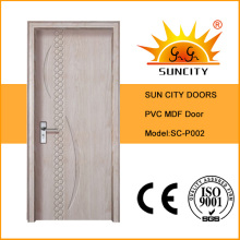 Puerta de PVC hecha de MDF de alta calidad de 6 mm (SC-P002)